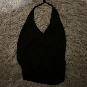 Black going out halter top, cropped shirt, amazon essentials, size medium